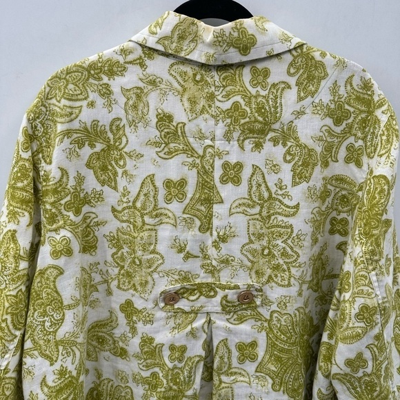 CHARTER CLUB LINEN green floral costal grandma woman lagonlook boho jacket 3X - Picture 9 of 11